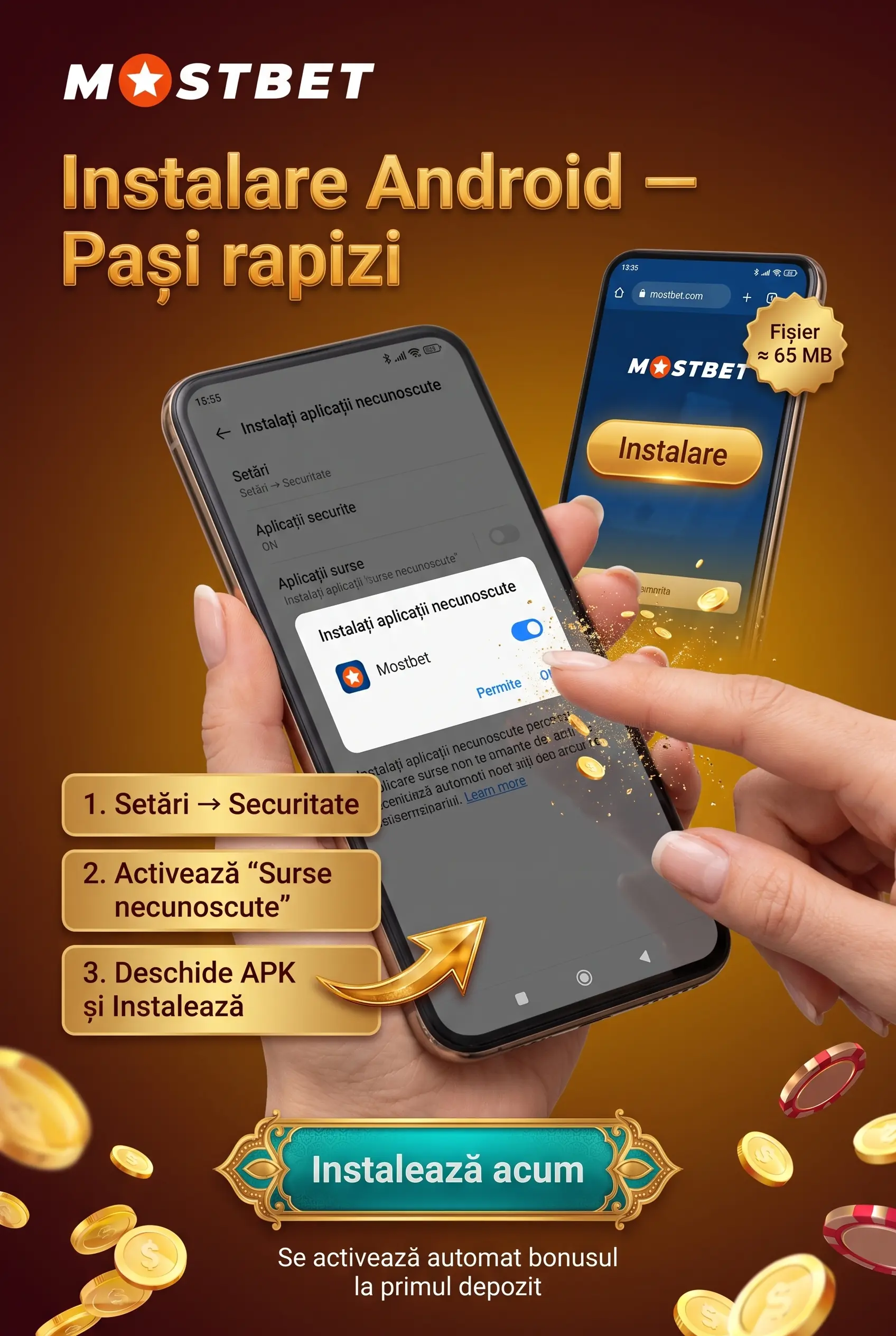 Instalarea aplicației Mostbet din surse necunoscute