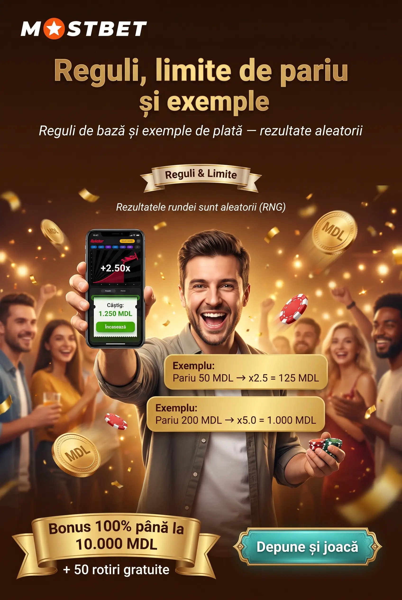 Reguli și limite de pariu Aviator