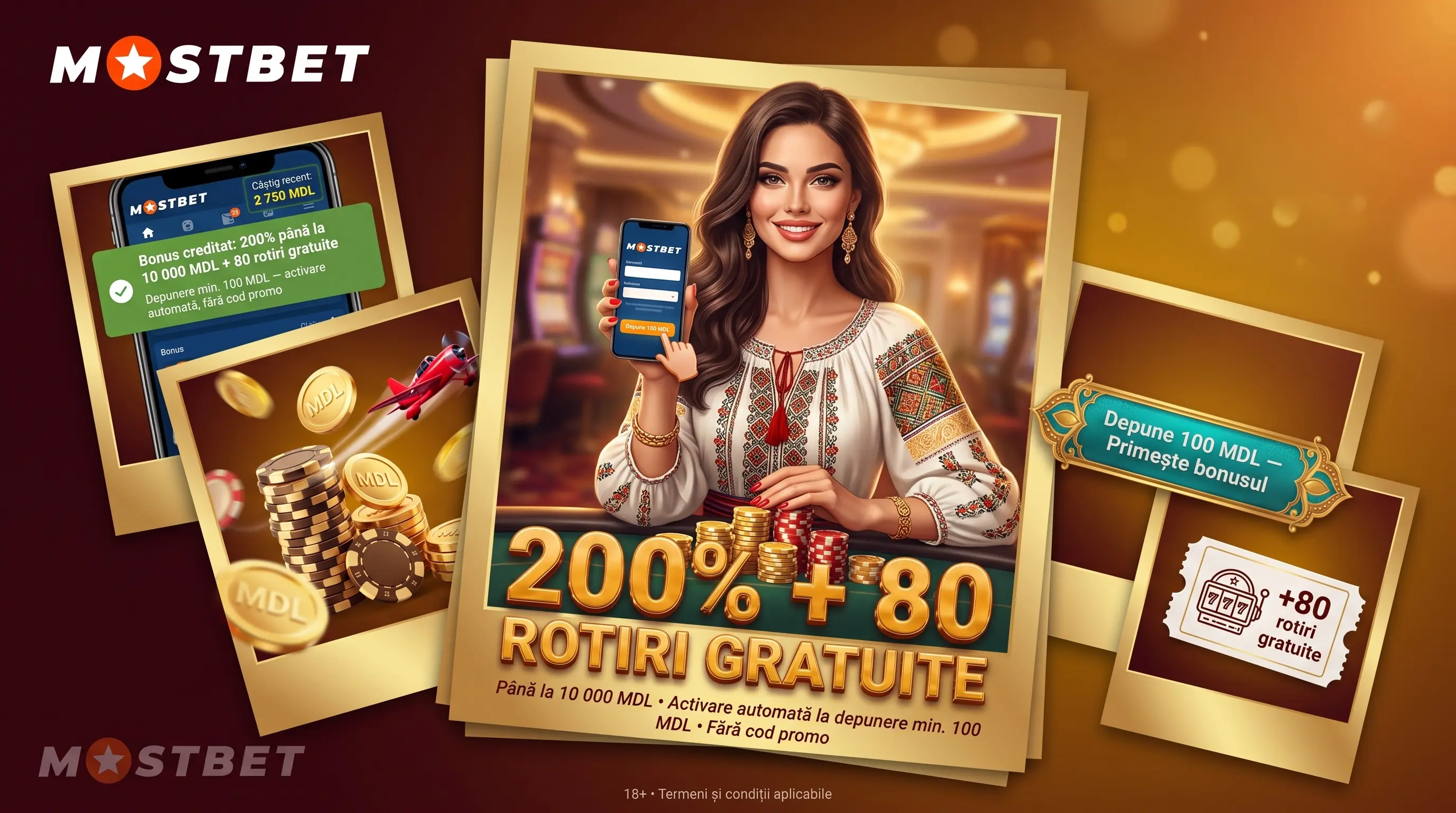 Pachet de bun venit și cod promo Mostbet Moldova
