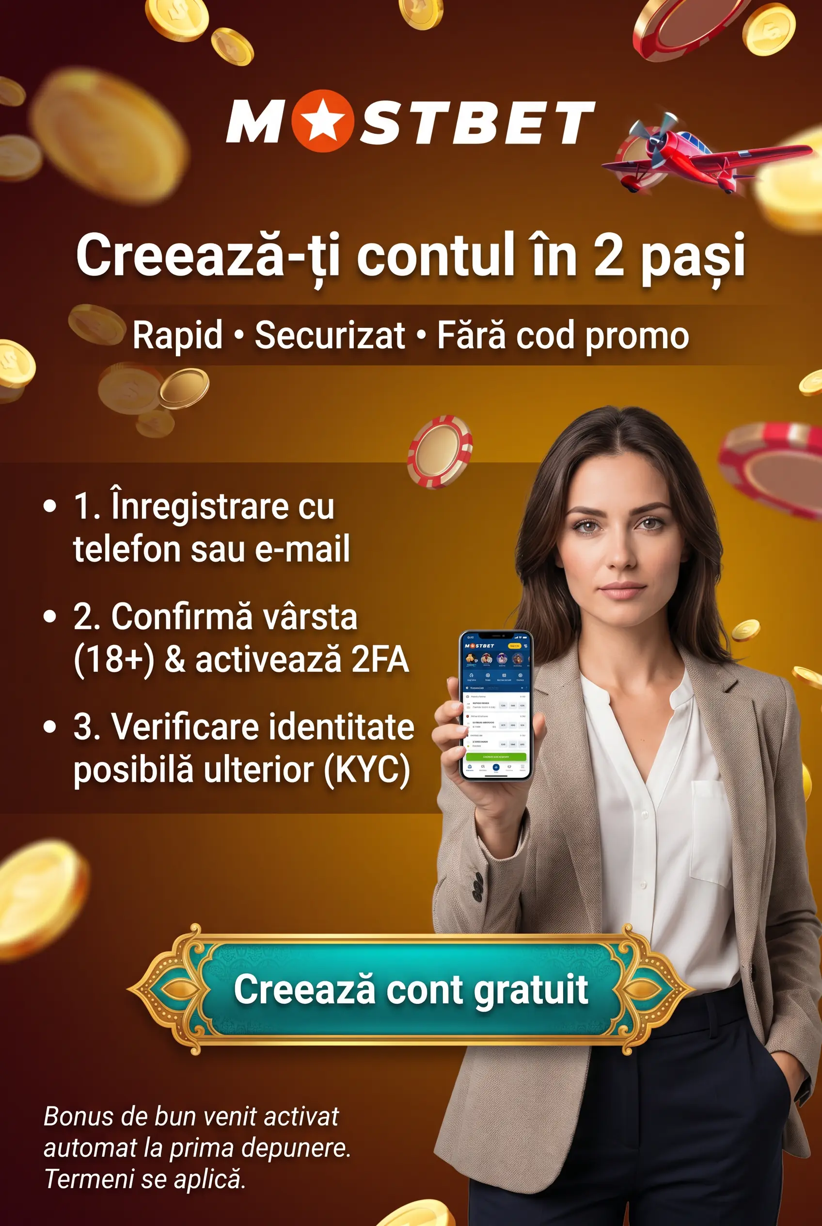 Crearea și accesarea contului Mostbet