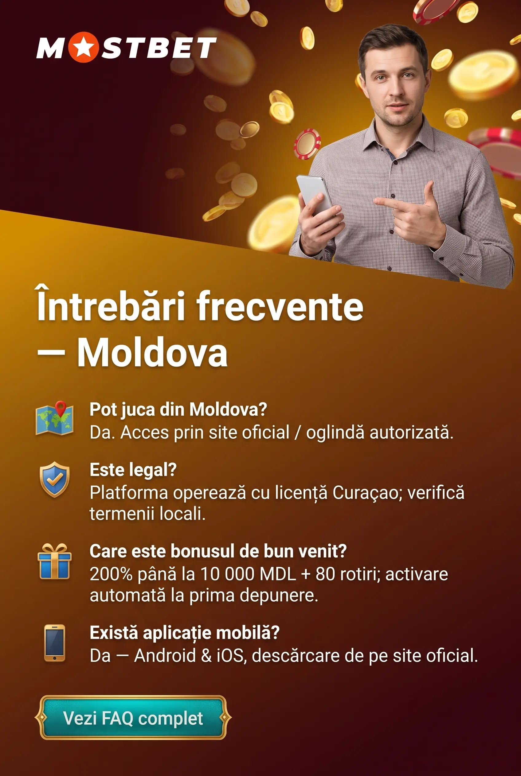 Întrebări frecvente ale jucătorilor din Moldova