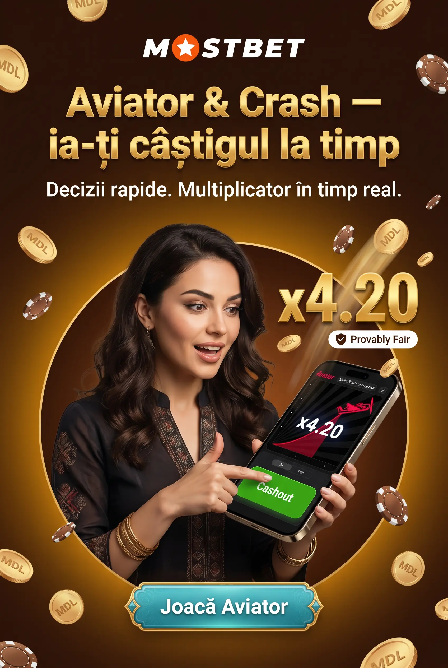 Aviator și jocuri crash la Mostbet