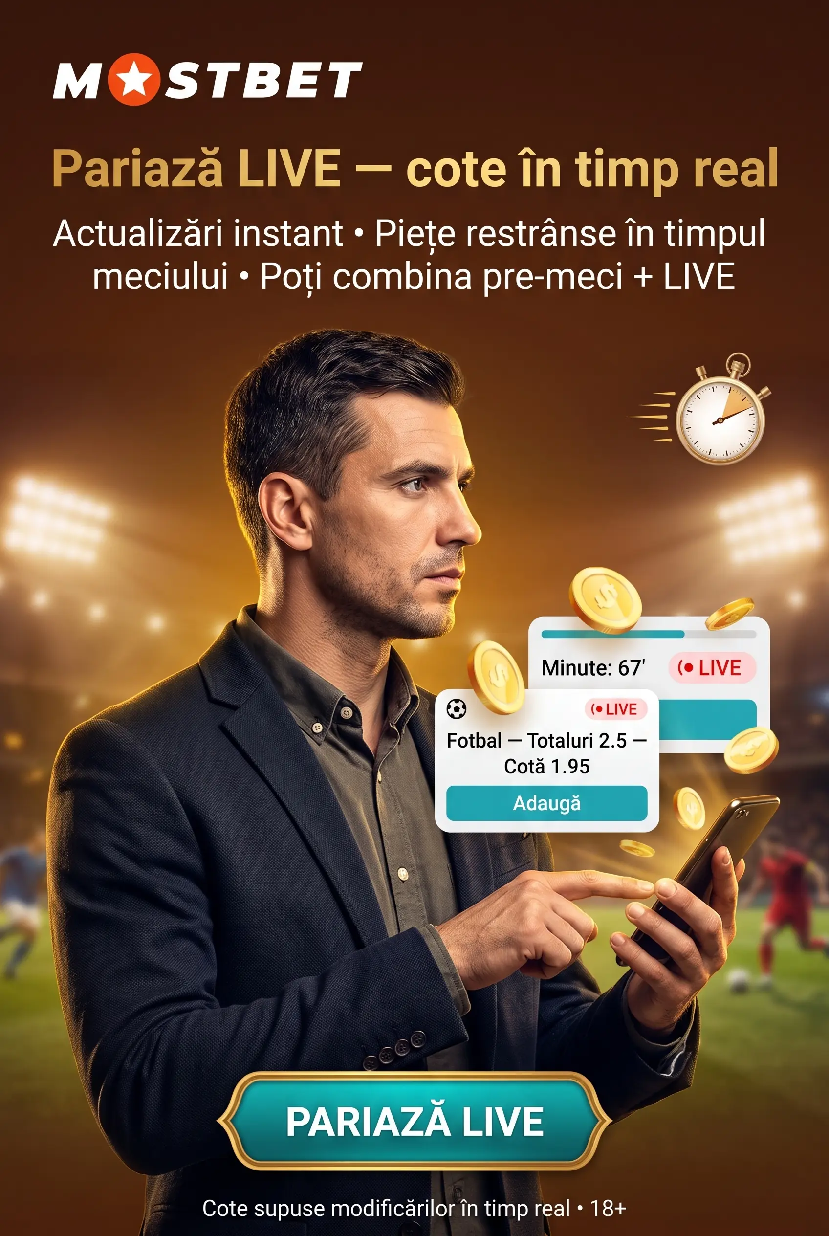 Pariuri live la Mostbet în timpul meciului