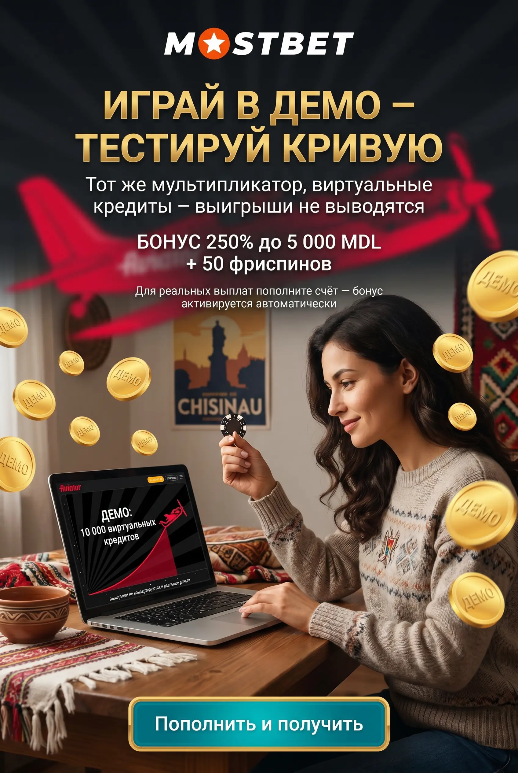 Демо-режим Aviator в Mostbet
