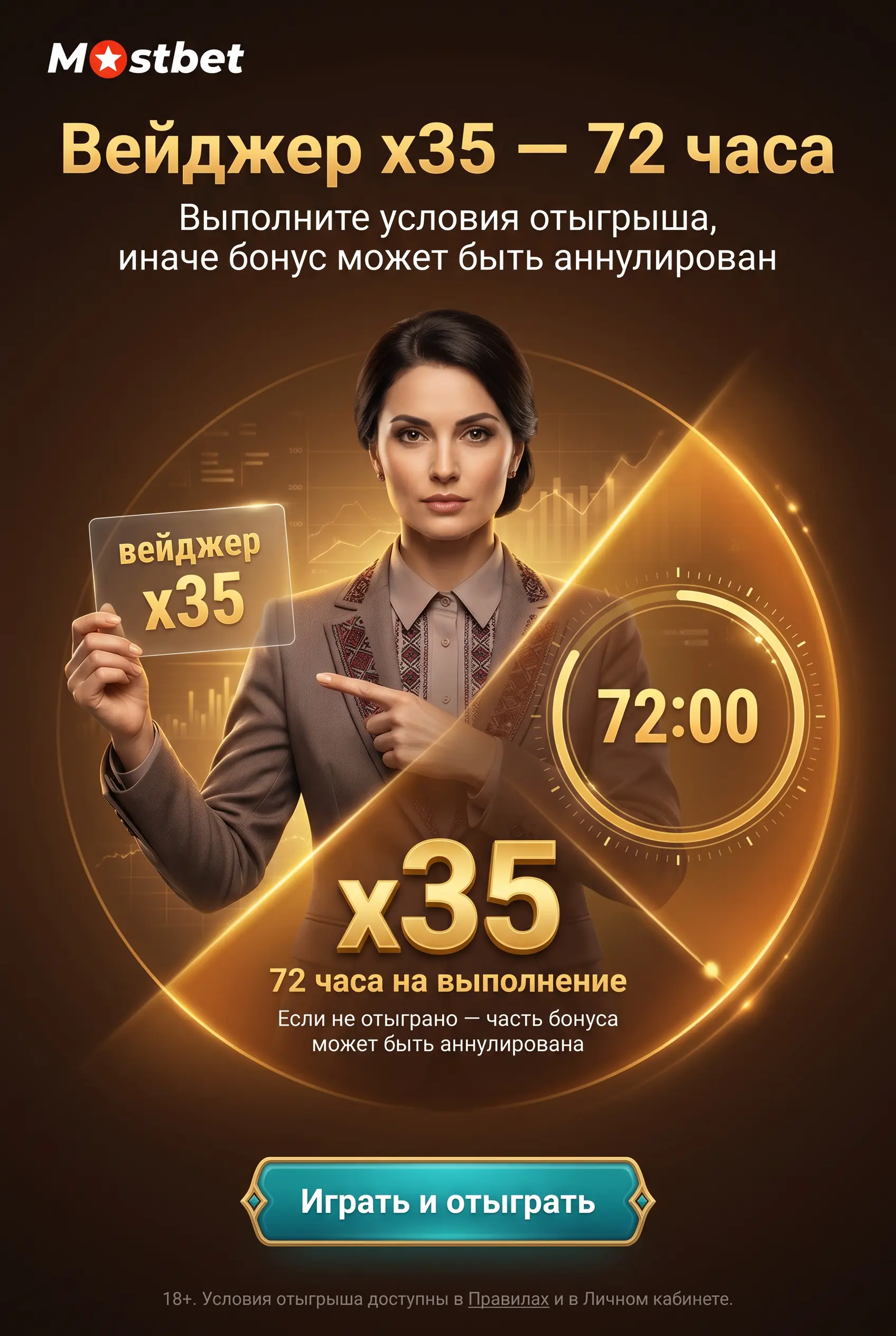 Условия отыгрыша и вейджер Mostbet